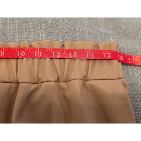 The Drop Womens Tan Faux Leather High-Waisted Shorts Size L Cute Fall Clothing - Picture 9 of 11